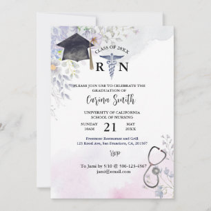 Invitation École de soins infirmiers Graduation Floral Party