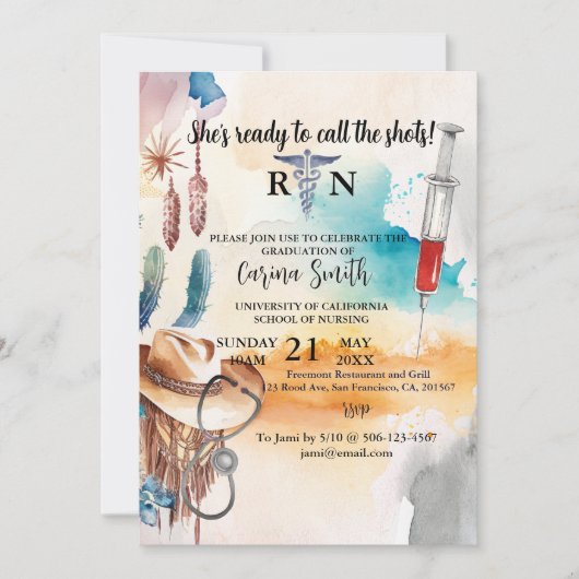 Invitation École de soins infirmiers Graduation Western Cowbo (Devant)