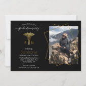 Invitation École de soins infirmiers Photo Black Gold Graduat (Devant)