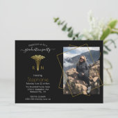 Invitation École de soins infirmiers Photo Black Gold Graduat (Debout devant)