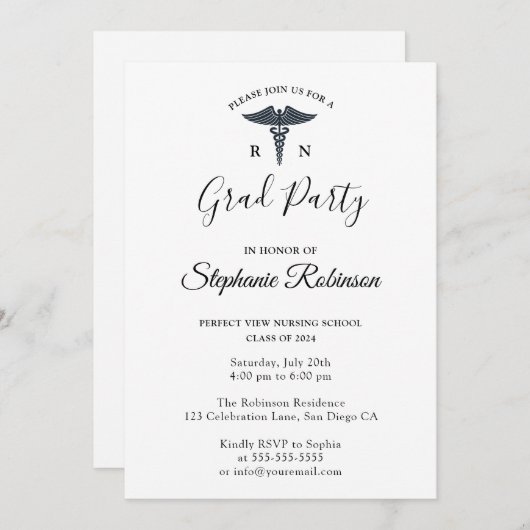 Invitation Ecole de soins infirmiers simple Moderne (Devant / Derrière)