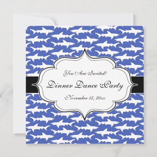 Invitation École des requins Funny Bleu et Blanc (Dos)