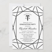 Invitation École d'infirmières Caduceus Chic Noir & Blanc (Devant)