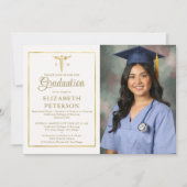 Invitation Ecole d'infirmières Diplôme Caduceum Gold Frame Iv (Devant)