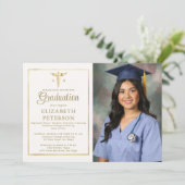 Invitation Ecole d'infirmières Diplôme Caduceum Gold Frame Iv (Debout devant)