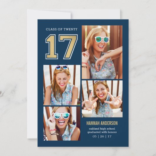 Invitation École Esprit ÉDITABLE COULEUR Graduation Invitatio (Devant)