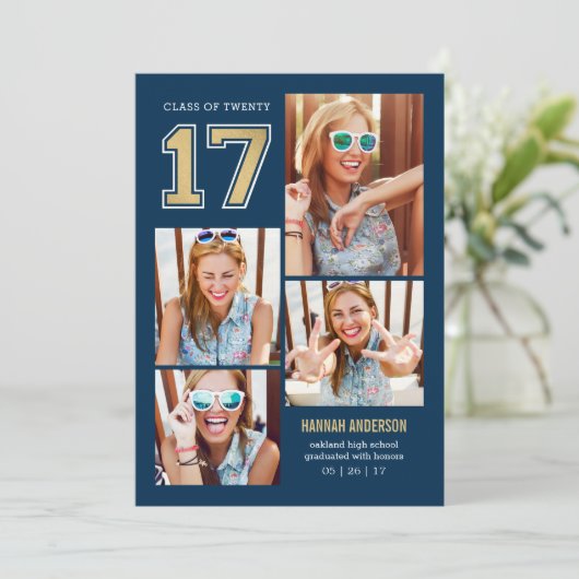 Invitation École Esprit ÉDITABLE COULEUR Graduation Invitatio (Debout devant)