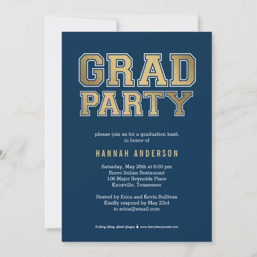 Invitation École Esprit ÉDITABLE COULEUR Graduation Invitatio (Dos)