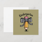 Invitation École maternelle à crayon coquette Professeur d'éc (Devant / Derrière)