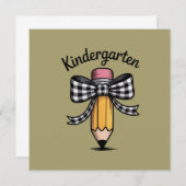 Invitation École maternelle arc en crayon coquette Enseignant (Devant / Derrière)