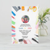 Invitation école maternelle moderne pour enfants de fin d'étu (Debout devant)