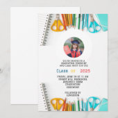 Invitation école maternelle moderne pour enfants de fin d'étu (Devant / Derrière)