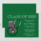 Invitation École Médicale de soins infirmiers Diplôme vert (Devant / Derrière)