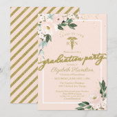 Invitation École Médicale de soins infirmiers Grad Party rose (Devant / Derrière)