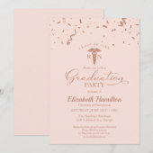 Invitation École Médicale de soins infirmiers Grand Rose Gold (Devant / Derrière)