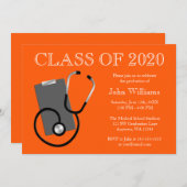 Invitation École Médicale de soins infirmiers Orange Diplôme (Devant / Derrière)