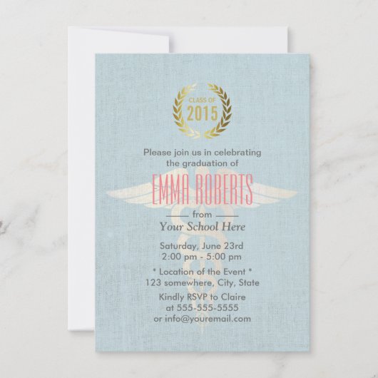 Invitation École Médicale et de soins infirmiers Lin bleu Gra (Devant)