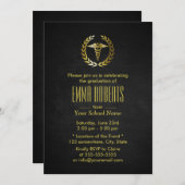 Invitation École Médicale ou de soins infirmiers Noir et or G (Devant / Derrière)