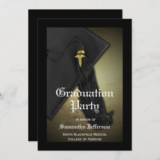 Invitation École Médicale ou fête d'études en soins infirmier (Devant / Derrière)