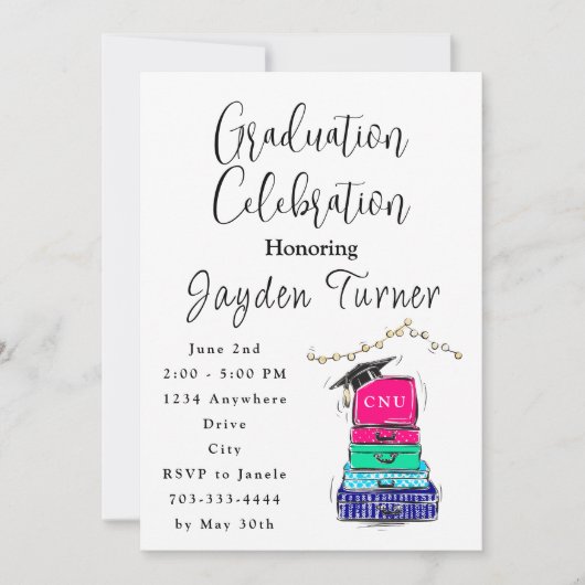 Invitation École secondaire valise de l'année scolaire (Devant)