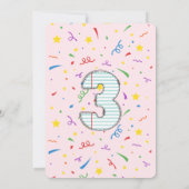 Invitation École thème rose 3e fête d'anniversaire (Dos)