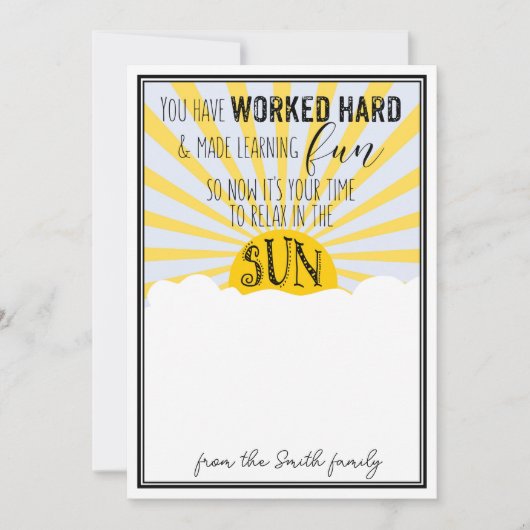 Invitation écoles à l'extérieur pour l'été cadeau enseignant  (Devant)