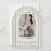 Invitation Économies anciennes de script de rayure verte Phot (Devant)