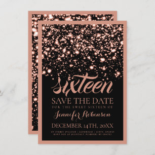Invitation Économies de sweet sixteen le minuit rose d'or de