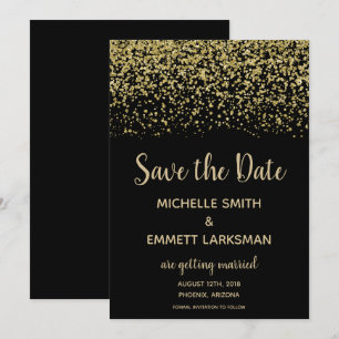 Invitation Économies élégantes d'or de diamant noir de