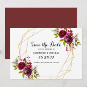 Invitation Économies géométriques florales de Bourgogne la (Devant / Derrière)