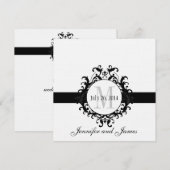 Invitation Économies noires de toile de monogramme le mariage (Devant / Derrière)