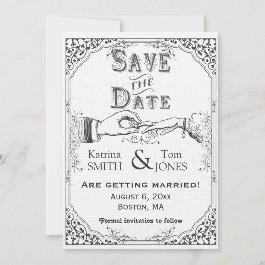 Invitation Économies victoriennes démodées la date (Devant)