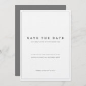 Invitation Économique gris blanc mariage vertical save the da (Devant / Derrière)