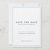 Invitation Économique mariage vertical blanc et bleu marine s (Devant)