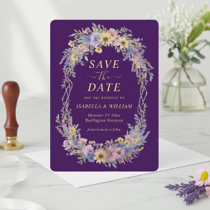 Invitation Économisez la date Bohème Rustique Fleur Sauvage V