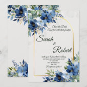 Invitation Économisez la date de mariage à l'arche dorée flor (Devant / Derrière)