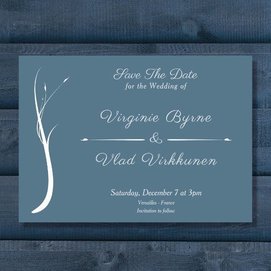 Invitation Économisez la date de mariage bleu poussiéreux