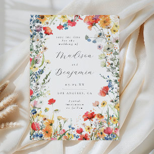 Invitation Économisez la date de mariage Bold Wildflower