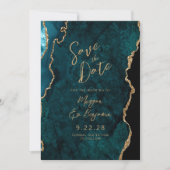 Invitation Économisez la date de mariage de script d'agate bl (Devant)