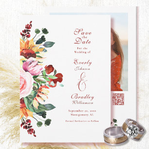 Invitation Économisez la date de mariage floral aquarelle rus