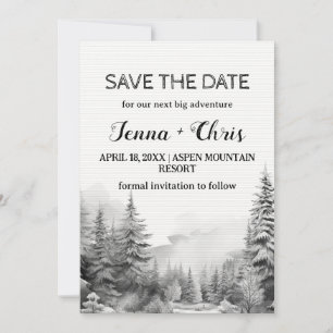 Invitation Économisez la date de montagne hivernale minimalis