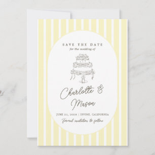 Invitation Économisez la date jaune rayée fantaisiste