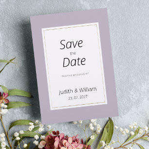 Invitation Économisez la date minimaliste lavande pastel mode