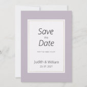 Invitation Économisez la date minimaliste lavande pastel mode (Devant)