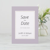 Invitation Économisez la date minimaliste lavande pastel mode (Debout devant)