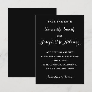 Invitation Économisez la date noir minimal