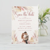 Invitation Économisez La Date Pampas Grass séché Florals (Debout devant)