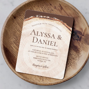 Invitation Écorce d'arbre en bois Mariage rustique