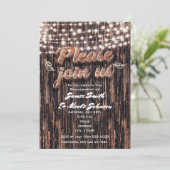 Invitation Écorce d'arbre rustique Bois et lumières Invitatio (Debout devant)