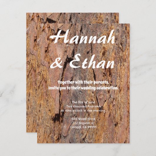 Invitation Écorce de séquoias (Devant / Derrière)